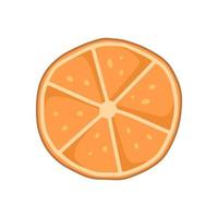 rebanada redonda de naranja en estilo de dibujos animados. ilustración de comida de fruta aislada vectorial. vector