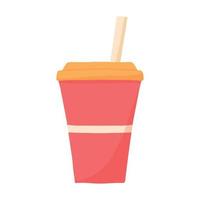 Red cup with drink.Vector illustration in cartoon style. vector
