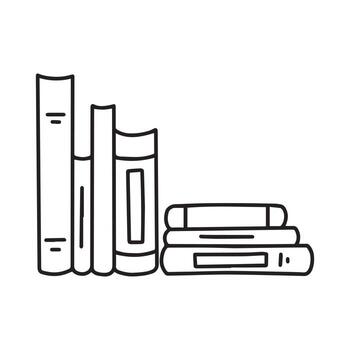 Stack of Books in doodle style. A Stack of Books, textbooks, notepads for reading. Vector illustration.