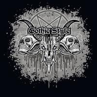 Gothic sign with goat skull and pentagram, grunge vintage design t shirts vector