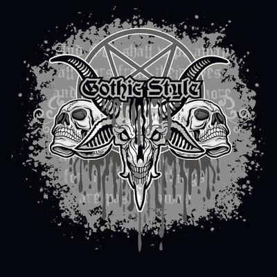Gothic sign with goat skull and pentagram, grunge vintage design t shirts
