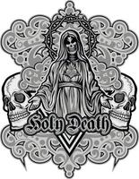 santa muerte, día de los muertos, esqueleto, camisetas de diseño vintage grunge vector