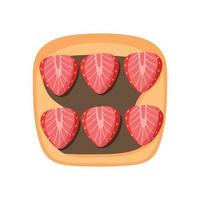 Sandwich with chocolate spread and strawberries. Chocolate toast. Vegetarian food. Vector illustration in cartoon style. healthy breakfast