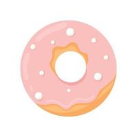 Delicious pink donut. Vector illustration in cartoon style. Donut in glaze.