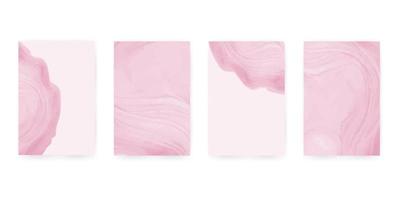 Collection of vertical posters with pastel pink watercolor background. For your text. Vector illustration backdrop, invitation card template, cover, mockup.