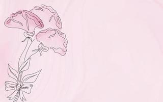 Elegance horizontal greeting banner with bouquet of flowers sketch in pastel pink color. For your text. Vector illustration.