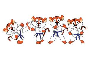 cute tiger animal cartoon karate vector