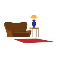 cute lamp and sofa illustration vector