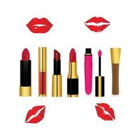 cute lipstick illustration set vector