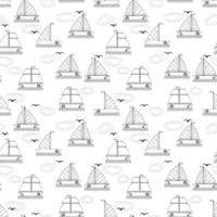 cute boat pattern design vector