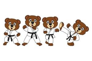 lindo oso animal dibujos animados karate vector