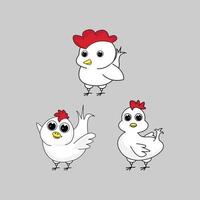 cute chiken animal cartoon vector