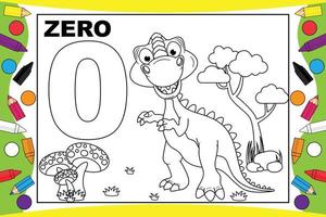 coloring dinosaur cartoon with number for kids vector