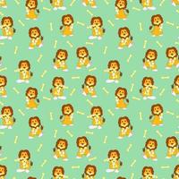 cute lion pattern design vector