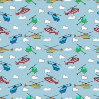 cute helicopter pattern design vector