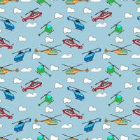 cute helicopter pattern design vector