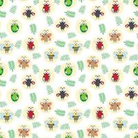 cute insect pattern design vector