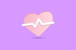 Realistic heartbeat 3d icon design illustrations vector