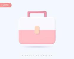 Realistic Briefcase 3d icon design illustrations vector