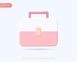 Realistic Briefcase 3d icon design illustrations vector