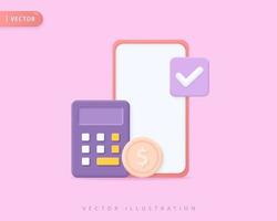 Ilustraciones de diseño de icono 3d de contabilidad realista vector