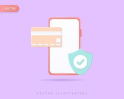 Realistic online secure payment 3d icon illustrations vector