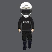 boy cartoon character in racing suit and helmet vector