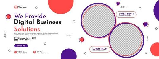 Business conference banner template design for webinar, marketing, online class program, etc vector