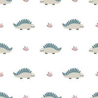 Cute baby pattern with dinosaurs. Seamless background. ornament in Scandinavian style. Endless printing on fabric, children's textiles, digital paper. Vector illustration, hand drawn