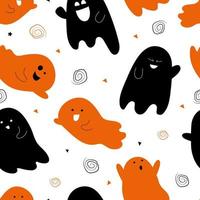 ghost pattern. Cute cartoon characters. Seamless print. Printing on children's clothing, diapers, wallpaper. Vector illustration, hand-drawn