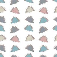 Cute baby pattern with dinosaurs. Seamless background in Scandinavian style. Endless printing on fabric, children's textiles, digital paper. Vector illustration, hand drawn
