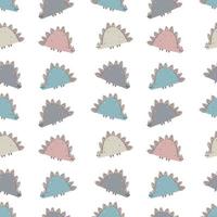 Cute baby pattern with dinosaurs. Seamless background in Scandinavian style. Endless printing on fabric, children's textiles, digital paper. Vector illustration, hand drawn