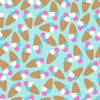 Cute ice cream seamless pattern. Printing on wallpaper, fabric, paper, ice cream packaging, notebook covers, albums, fabric for sewing covers. Vector illustration, hand-drawn