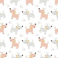 dogs pattern. Cute seamless print. Background for printing on fabric, digital paper. Universal design for decorating children's photo albums, theme parties. Vector illustration, hand-drawn