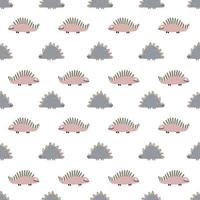 Cute baby pattern with dinosaurs. Seamless background in Scandinavian style. Endless printing on fabric, children's textiles, digital paper. Vector illustration, hand drawn