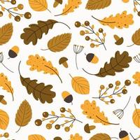 autumn trees pattern. Leaf fall seamless background. Stylized leaves of oak, beech, birch, maple. Versatile design for fabric, digital paper, scrapbooking. Vector hand drawn illustration