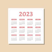 pink 2023 calendar template vector