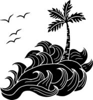 Vector Wave Palm Beach Silhouette Design