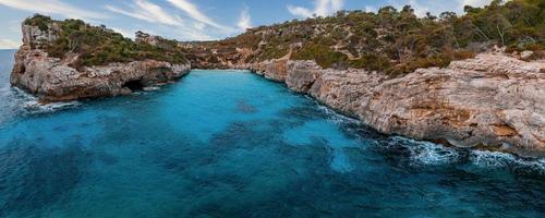 Top view of the sea bay. Sea bay panorama. Blue lagoon landscape photo