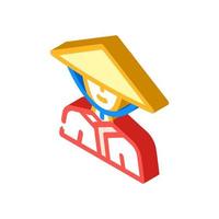 dawley chinese conical hat isometric icon vector illustration