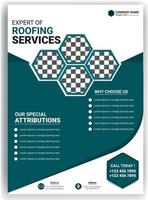 Corporate flyer template for roofing services vector