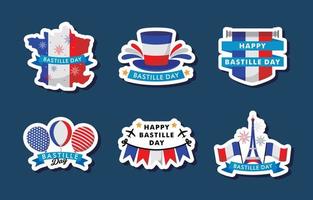 Happy Bastille Day Sticker Set vector