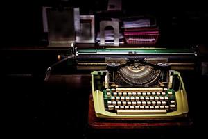 Vintage typewriter and old file photo