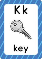 Key vector isolated on white background letter K flashcard Key cartoon