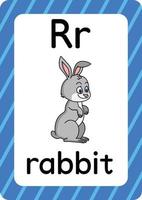 Rabbit vector isolated on white background letter R flashcard Rabbit cartoon