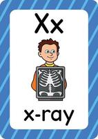 X ray vector isolated on white background letter X flashcard X ray cartoon