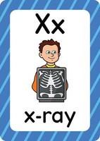 X ray vector isolated on white background letter X flashcard X ray cartoon