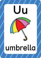 Umbrella vector isolated on white background letter U flashcard Umbrella cartoon