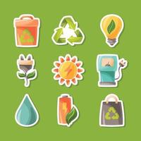 Green Technology Doodle Hand Drawn Sticker Collection vector