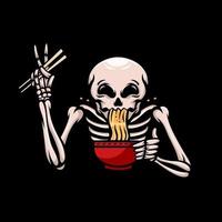 Skull Eat Ramen Illustration vector